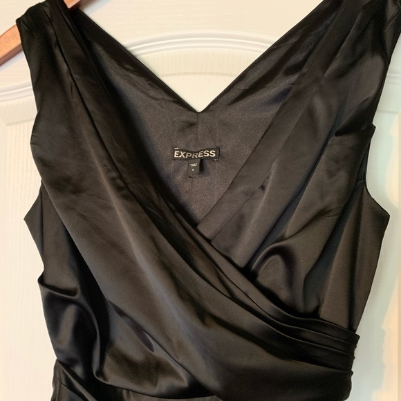 EUC - Express - Satin Little Black Dress - Picture 4 of 8